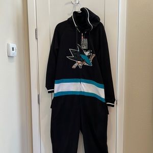 SAN JOSE SHARKS - adult fleece onesie XL NWT